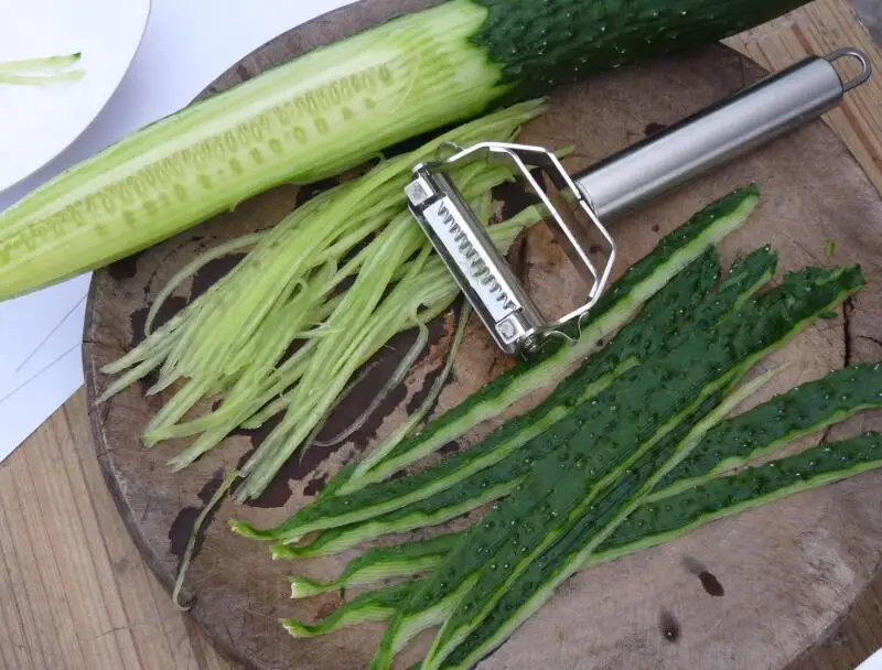 

Fruit Tools 2 in 1 Stainless Steel Hand Peeler Vegetable Julienne Strips Machine for Tomato Cucumber Carrot Apple