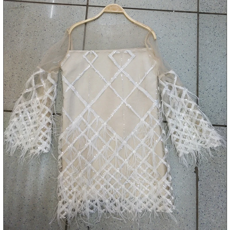 HIGH STREET новейшая мода подиум 2018 дизайнерская Блузка Топы женские перья Украшенные