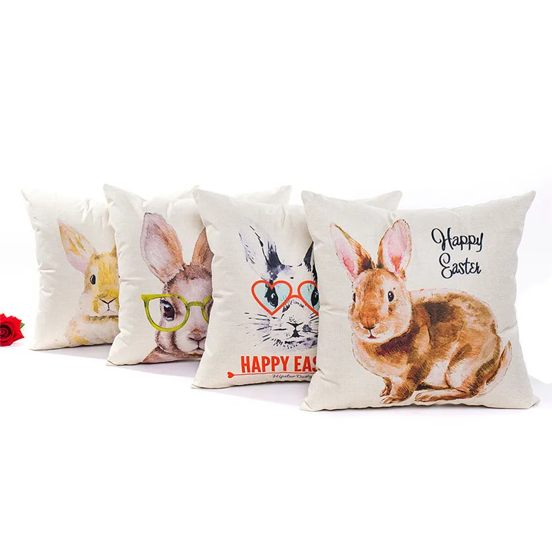 

2018 Gajjar Happy Easter Pillow Cases Linen Home Pillow Case