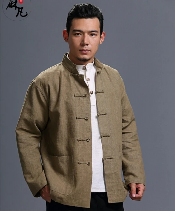 

Spring and autumn chinese style retro frog casual pure linen cardigan men's outer coat jacket with pocket