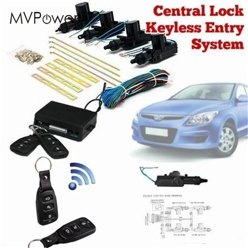 

MVpower 2pcs Wireless Remote Control Switch Car Door Central Lock Automatic Locking Alarm Security Keyless Entry System Kit