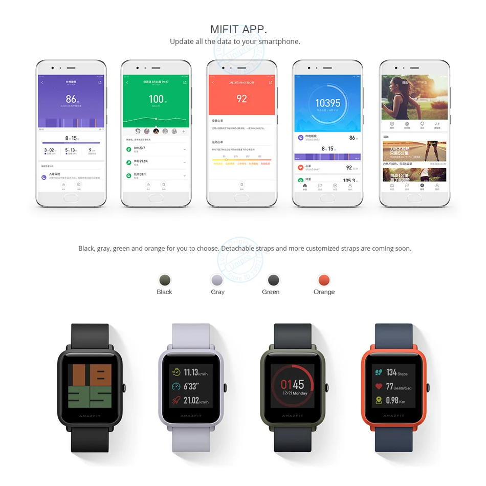 EU Stock Xiaomi Huami Amazfit Bip BIT PACE Lite Youth Verison Smart Watch Mi Fit IP68 Waterproof Glonass+GPS English Version