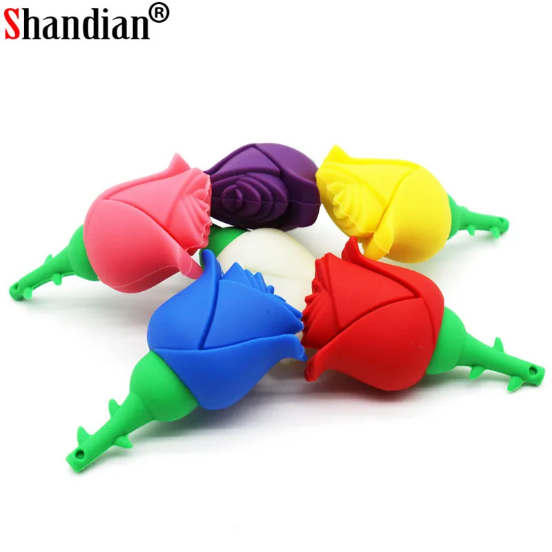 

SHANDIAN beautiful rose model usb flash drive usb creativo flower memory stick cartoon pendrive mini gift gifts for lovers