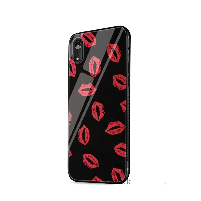 Чехол из закаленного стекла Kiss Me Lips губная помада чехол с румянами для iPhone 6 6s 7 8 X XS XR Max 5 5S SE