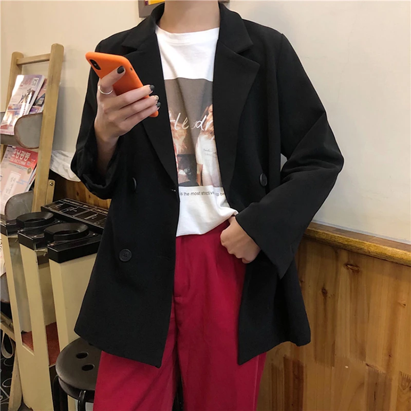 

Solid Women Blazers 2019 Flavor Chic Vintage Loose Small Coat Female Spring 2019 New Korean Casual Office Lady Tops