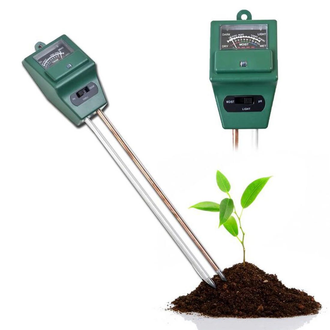 1pcs 3 in 1 PH Tester Soil Water Moisture Light Analized Test Meter