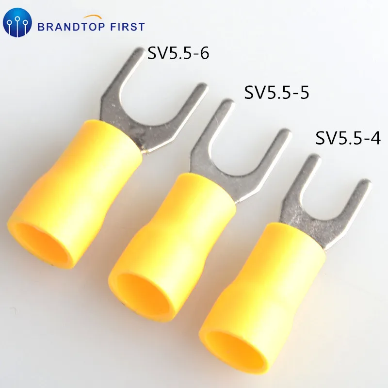

50PCS SV5.5-4 SV5.5-5 SV5.5-6 Terminal Cable Wire Connector Insulated Fork Spade Crimp Connector