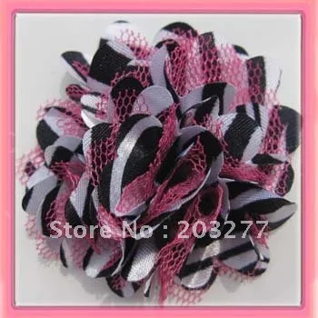 

Wholesale -36pcs/lot 7 colors for your choose 2'' zebra Satin mesh silk flowers without hair clip