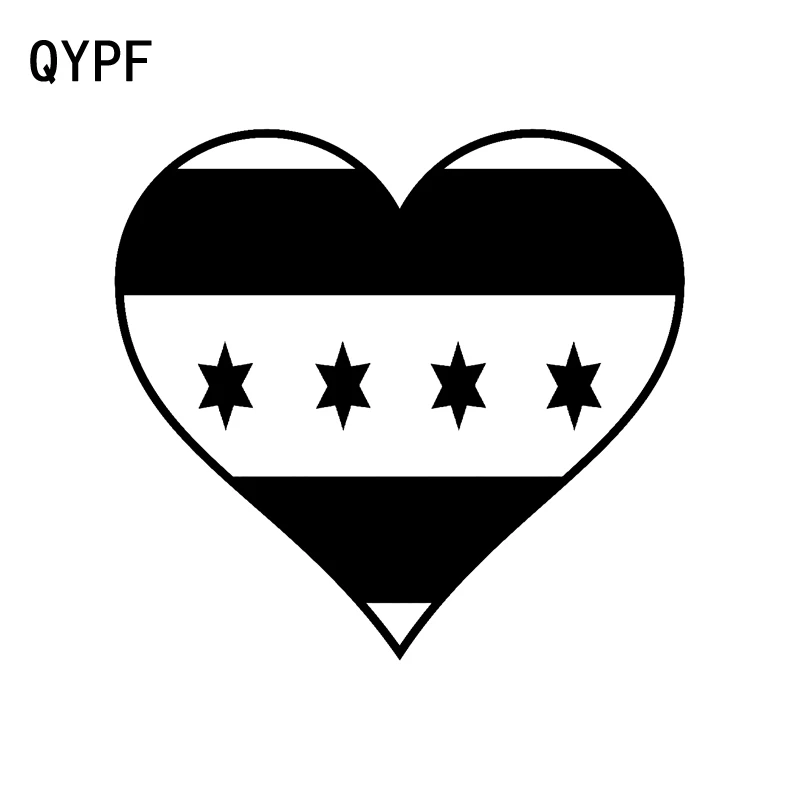 QYPF 13.5CM*12.6CM Interesting CHICAGO HEART LOVE FLAG Car-styling Vinyl Decor Decal Car Sticker C15-0733 | Автомобили и