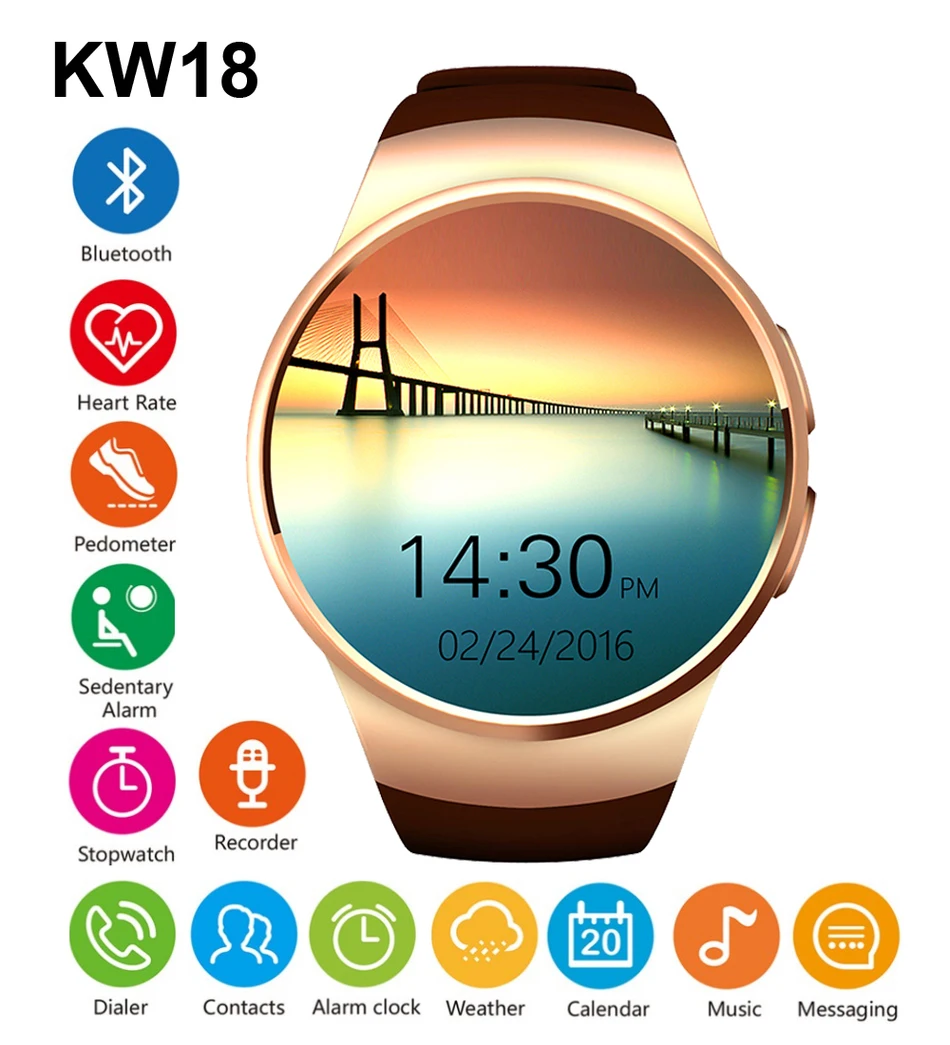 KW18 Bluetooh font b Smart b font font b Watch b font Heart Rate Monitor Support