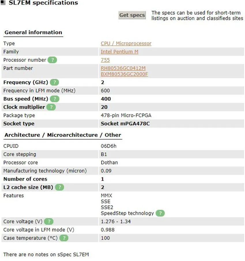 Intel Pentium M 755 Тетрадь процессор ноутбук процессор Pentium PM755 2,0G 2 M SL7EM