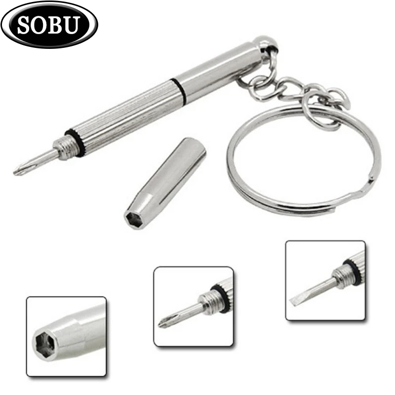

5pcs Multifunctional Outdoor Combination Tool glasses Screwdriver Portable Mini Utility Pocket Multi Tool Key chain Ring Clasp