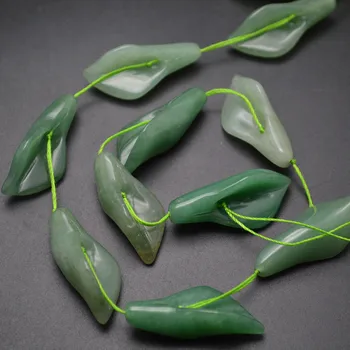 

Natural Green Aventurine Stone Carved Tulip Loose Beads