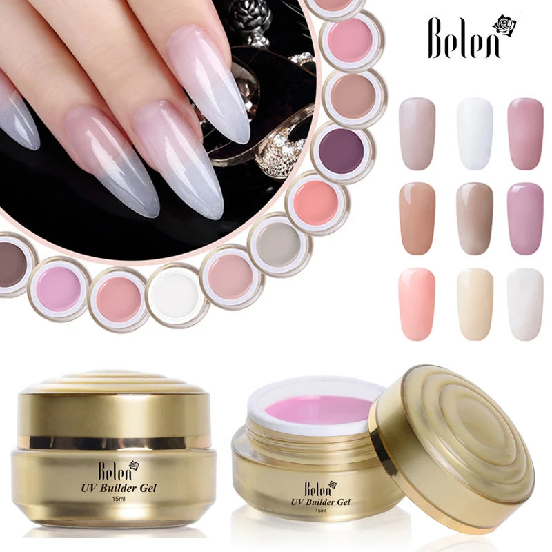 

Belen Professional Builder Extend Nail Gel UV LED Builder Clear Natural Color Gel French Art Semi-permanent Nail False Glue 15ML