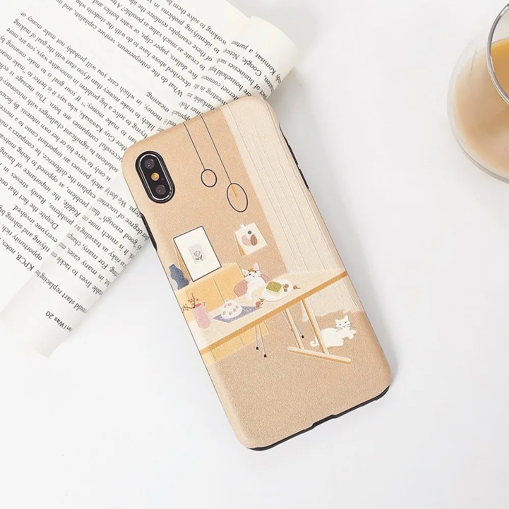 Винтаж кот шаблон чехол для iPhone X XS XR 6 S 7 8 плюс MAX силиконовый мягкий матовый