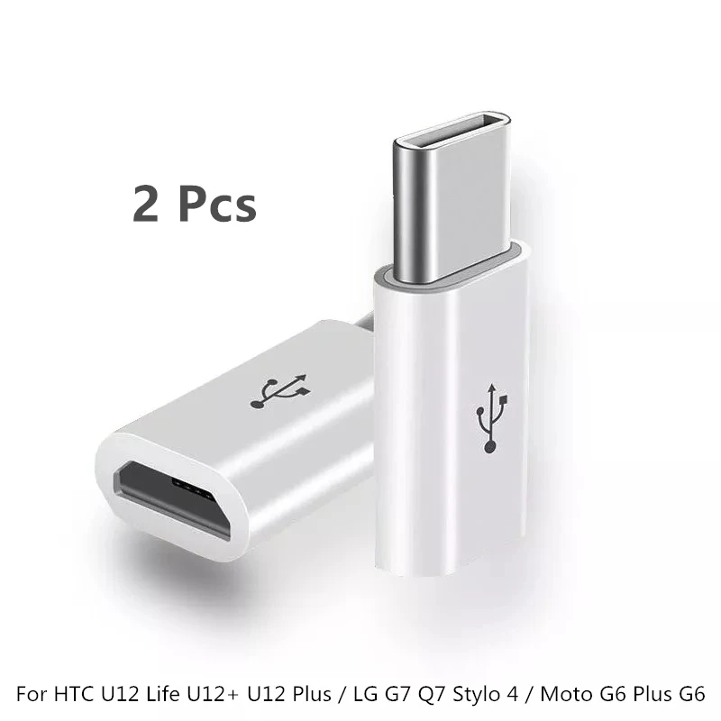 2 шт. адаптер Micro USB для HTC U12 Life + Plus/LG G7 Q7 Stylo 4/Moto G6 Plus Type C кабель usbc|Переходники и