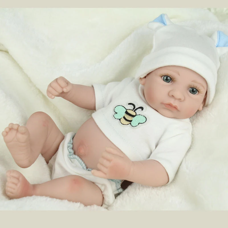 

28cm Reborn Baby Dolls Alive Infant Boy Dolls Toys Waterproof Silicone Body Moveable Limbs Changing Clothes Photographic Props