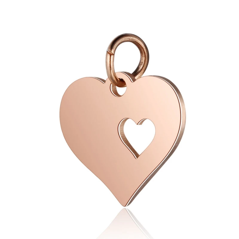 Нержавеющая сталь полые подвеска в виде сердца нежное розовое золото Подвески 13*16 мм простые элегантные женские ювелирные аксессуары - Окраска металла: rose gold