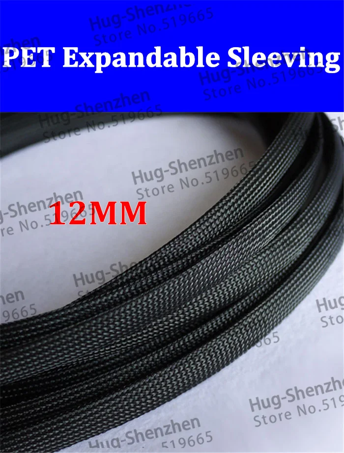 Expansível para Venda Dia de 12mm Preto Lote Faça Você Mesmo Resistência Relâmpago Cabo Pet Trançado Sleeving Nova Marca Top Qualidade 25 m –