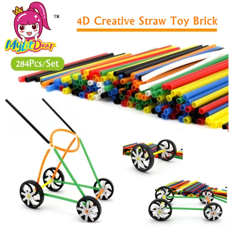 Buy MylitDear 284Pcs 4D Creative Straw Toy Brick DIY