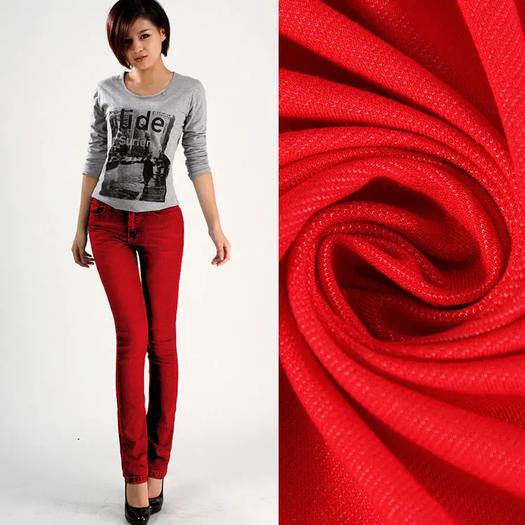 red stretch denim fabric