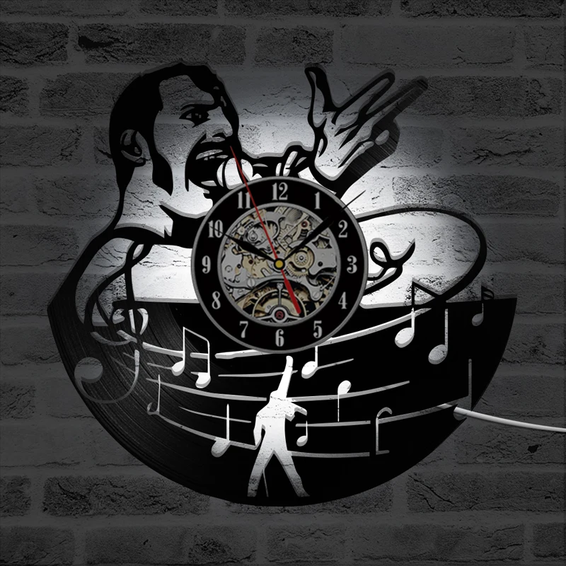 Queen Band Freddie светодиодный настенные часы с 7 цветными сменами музыкальные рок-звезды винтажные виниловые часы-пластинка настенные домашние декоративные часы