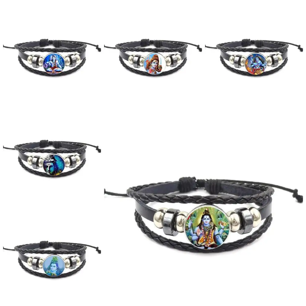 

Black Leather Bracelet Bangle With Black Leather Bracelet Bangle For Girls Handmade Gift Lord Shiva