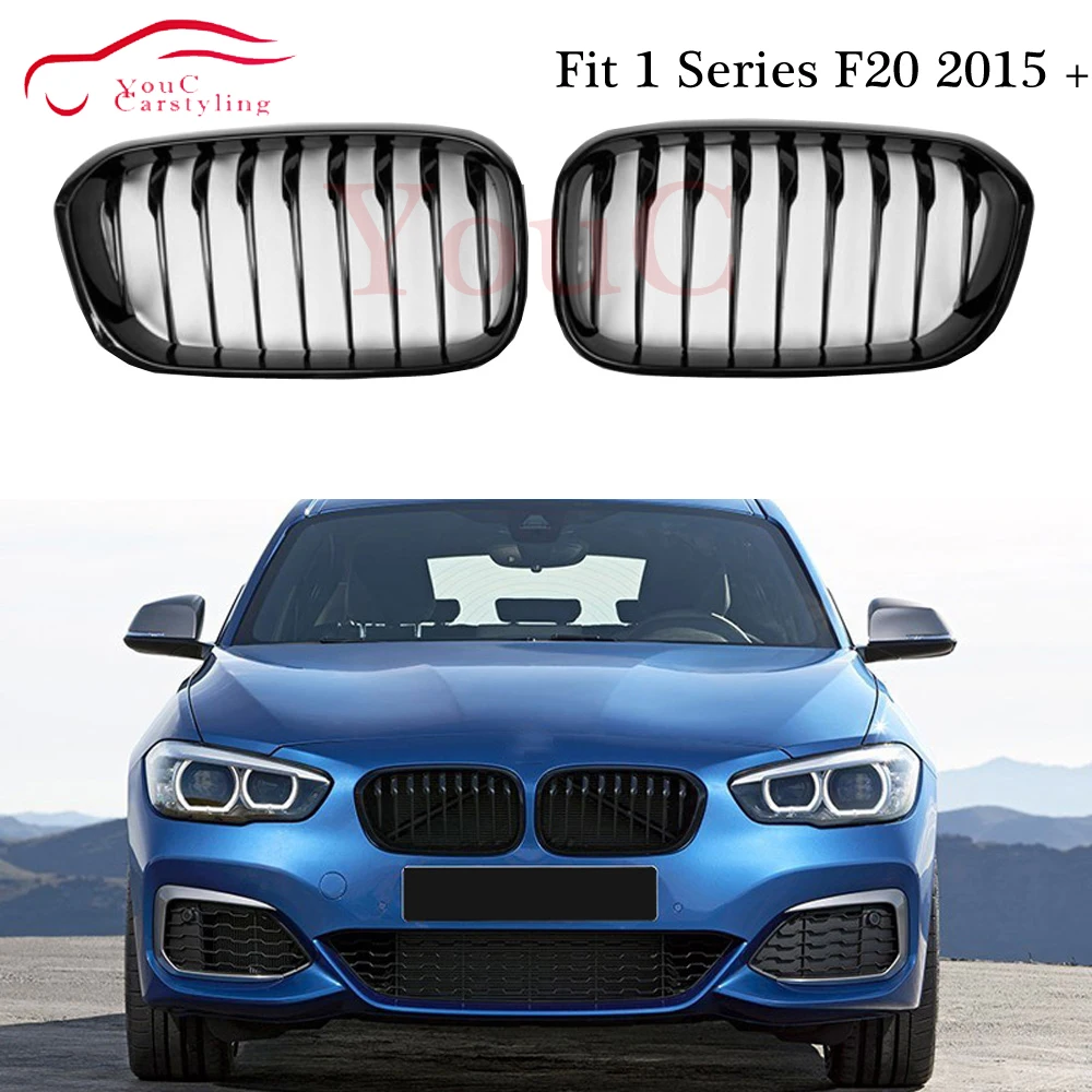 

F20 1-slat Gloss Black Gloss M Front Bumper Grille for BMW 1 Series F20 F21 2015+ 5-door Hatchback ABS Plastic Grille Mesh