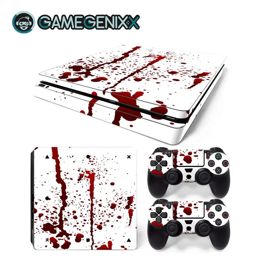 

GAMEGENIXX Skin Sticker Protective Vinyl Decal for PS4 Slim Console and 2 Controllers - Blood