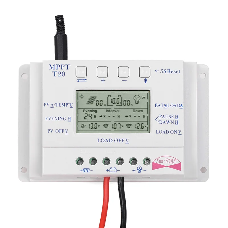 10/20/30/40 Amp Solar Charge Controller MPPT 12/24V Three-time Timer with USB UP 