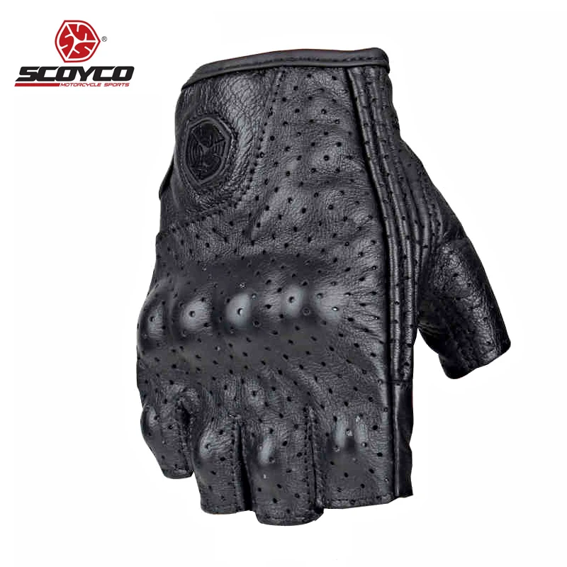 Motorcycle Gloves Half Finger Summer Fingerless Leather Men Mitt Glove