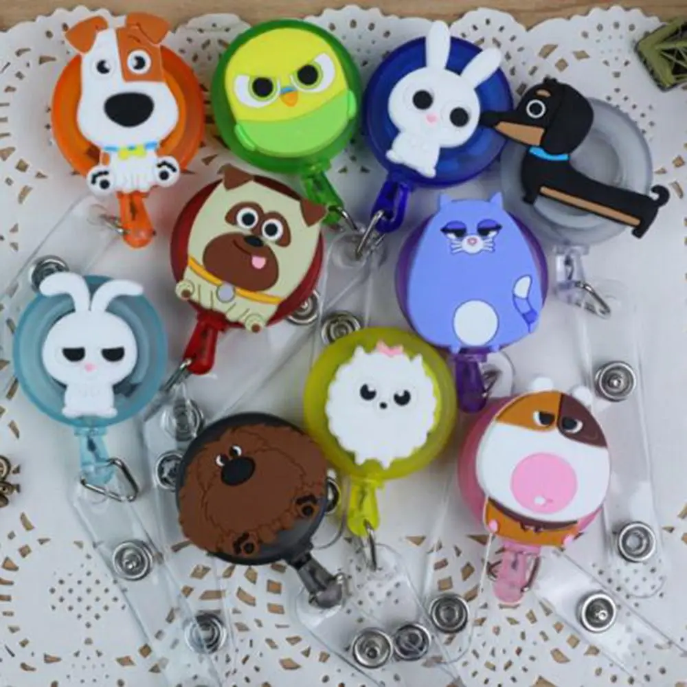 

1Pc Cartoon the Secret Life of Pets Retractable Badge Reel ID Name Card Badge Holder for Bus Card Office Stationery Supplies