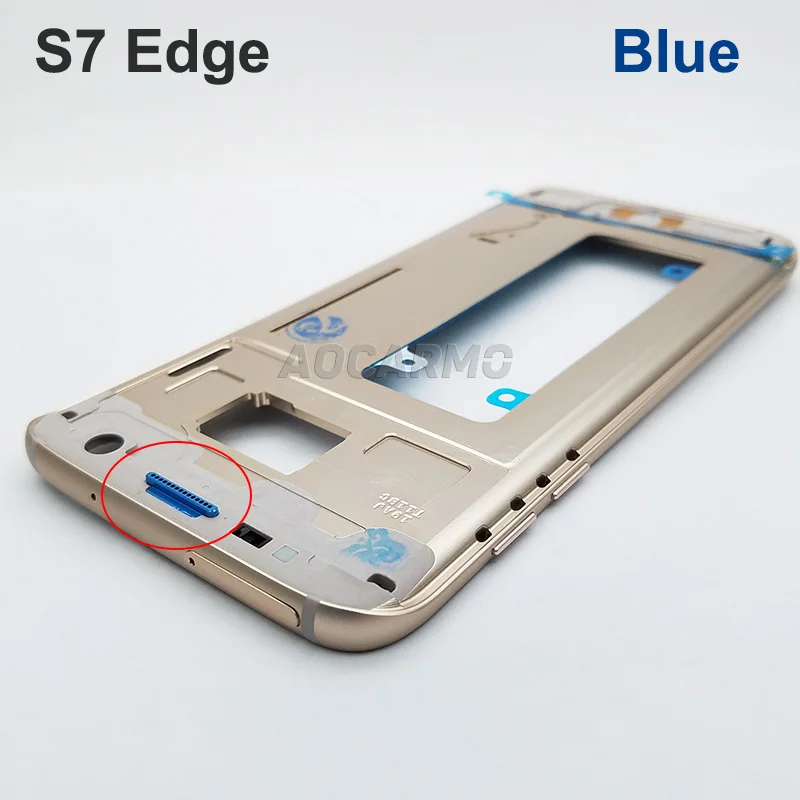 Aocarmo Замена средняя рамка Корпус Шасси с sim-слотом кнопки для samsung Galaxy S7 G930 S7 Edge G935 S7edge - Цвет: S7 Edge Blue