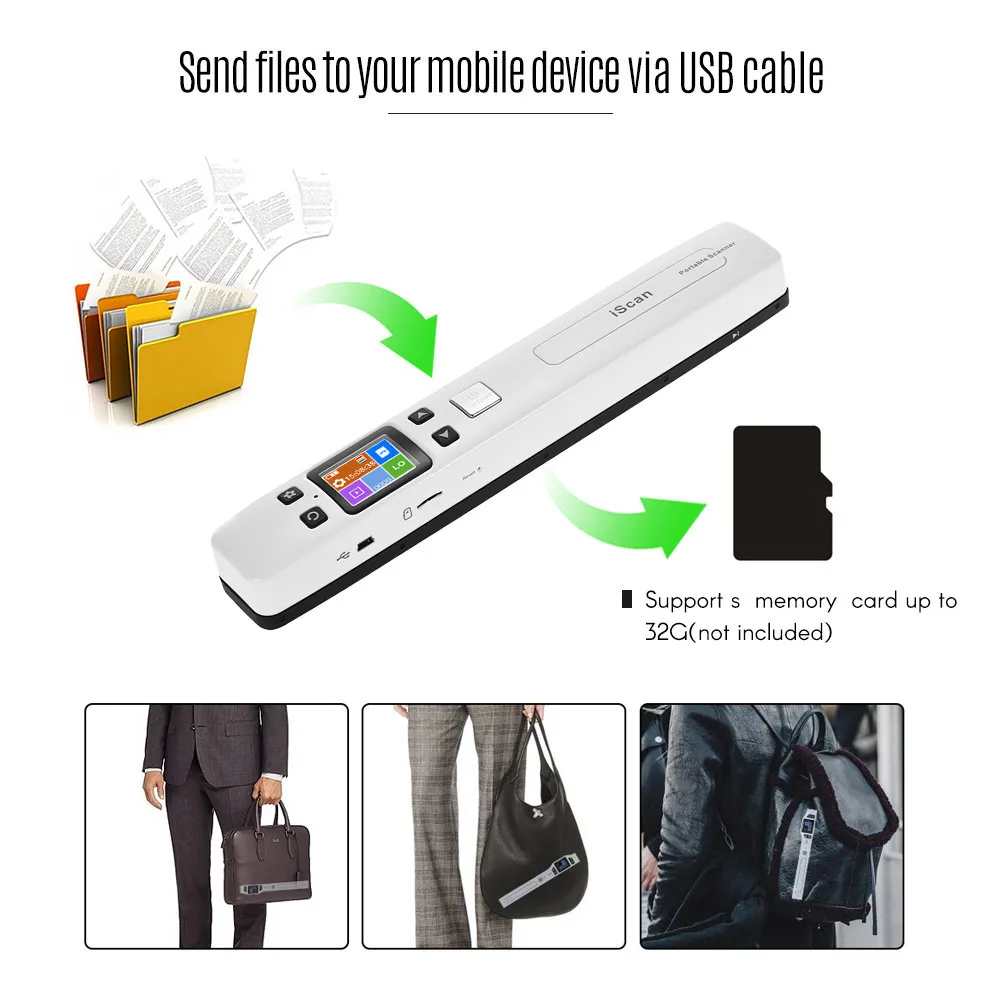 Mini Wireless WiFi Portable Scanner HD LCD Display Receipts Books Handheld Document Scanner A4 Size 1050DPI JEPG or PDF #R20 canon small photo printer