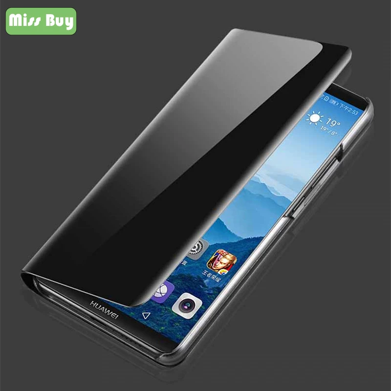 

Luxury Mirror View Flip Cover for Huawei Honor Note 10 7C V10 7A P20 lite P20 Pro Mate 10 20 Lite Y9 2018 Nova 3 3i Play Case