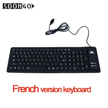 

Portable Wired Silicone French Keyboard For Desktop computer Laptop Roll up Waterproof Soft Silicone Keyboards