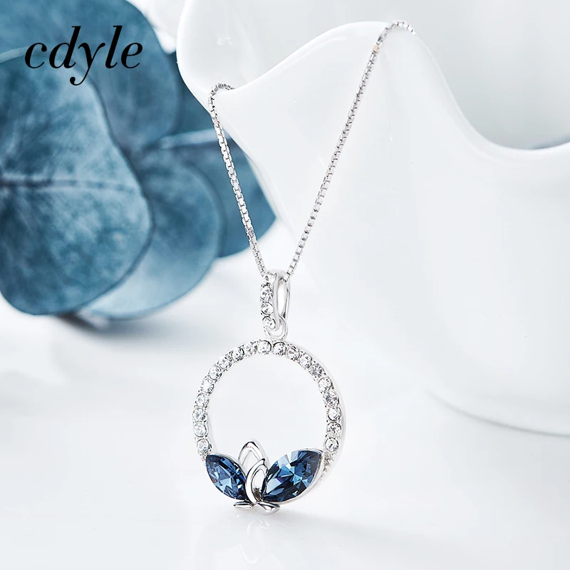 Cdyle 925 пробы серебряное ожерелье украшено кристаллами на цепочке для женщин bijoux