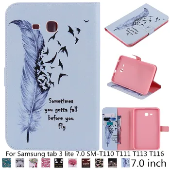 

High quality print case For Samsung tab 3 lite 7.0 SM-T110 T111 tablet cover Magnetic Flip Stand case for Samsung T113 T116 +pen
