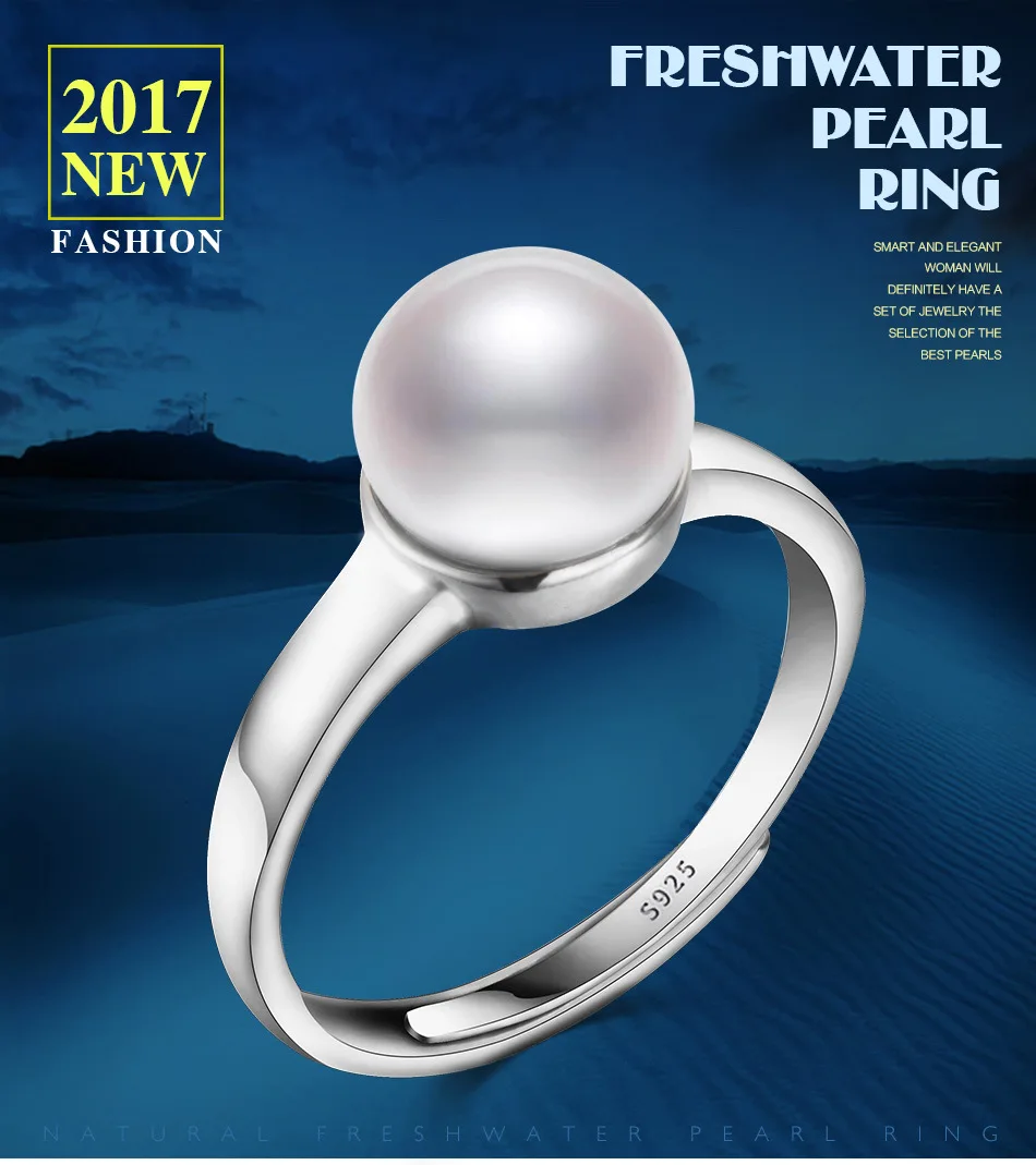 FEIGE, классическое, простое, стильное, жемчужное кольцо, 925 пробы, серебряное, на палец, для женщин, 8-9 мм, белое, пресноводное, жемчужное, ювелирное изделие, для девушек, подарки