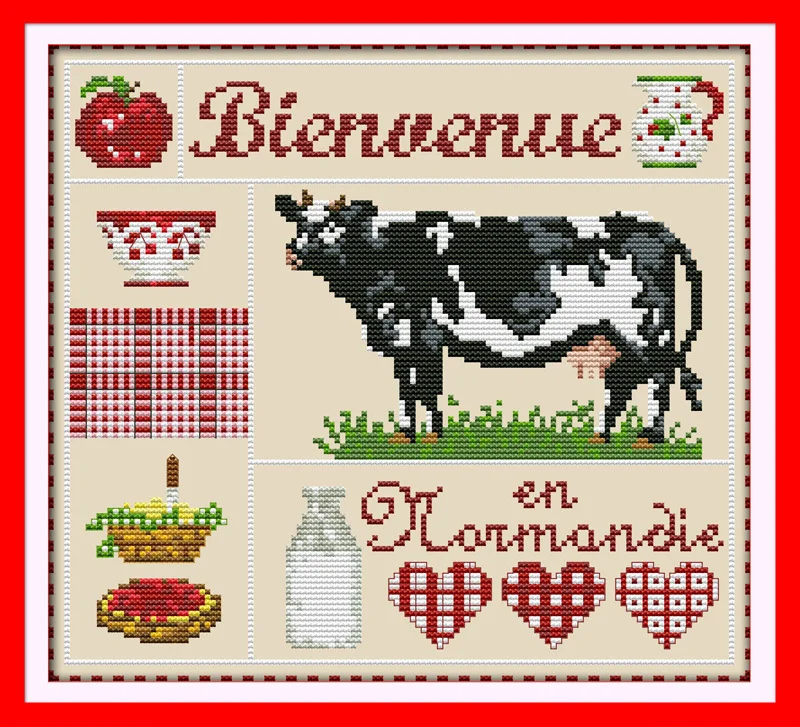 Milk cow DMC China Cross Stitch In 11CT14CT Diy Needlework Counted Cotton stitch Kit for Embroidery Craft Home Decor | Дом и сад