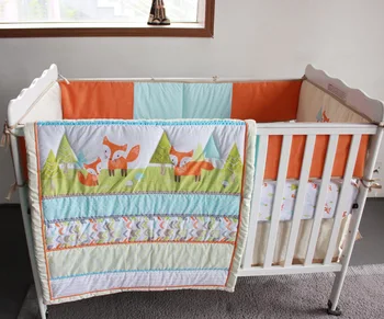 

7 Pcs Prairie Fox Baby Bedding Set Baby cradle crib cot bedding set cunas crib Quilt Sheet Bumper Bed Skirt Included
