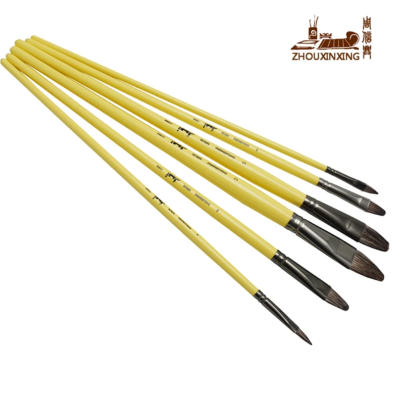 Beste 6 stks set, hoogwaardige wezel haar Rij van pennen tong piek Kwast Acryl Olieverf Aquarel Professionele Art Supplies