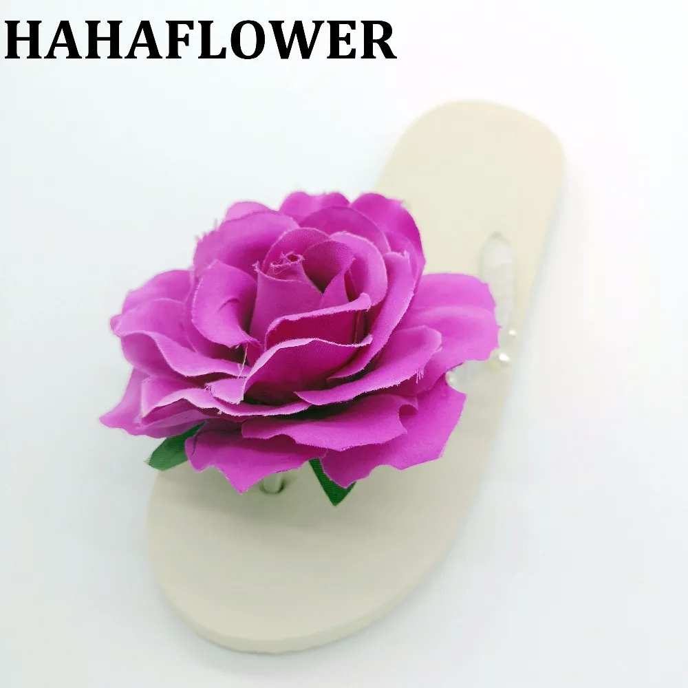 

HAHAFLOWER Fashion Women Shoes Rose Flower Flip Flop Platform Wedges EVA Outside Slipper Size 35-45 frww shipping