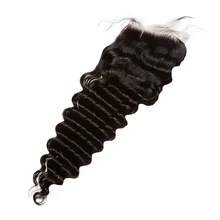 Lace Closure Brazilian Virgin Hair 4×4 Deep Wave CARA Human Hair Free Part With Baby Hair