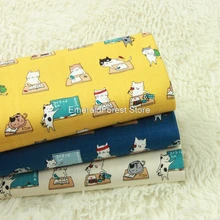 Толстый хлопок мультфильм кошка печать ткань ручной работы сделай сам патч ткань золотые вакуумные пакеты для одежды ткань хлопок