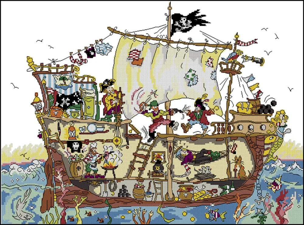 Needlework DIY Cross Stitch Sets For Embroidery kits 11CT&amp14CT&amp16CT&amp18CT Pirate Ship | Дом и сад