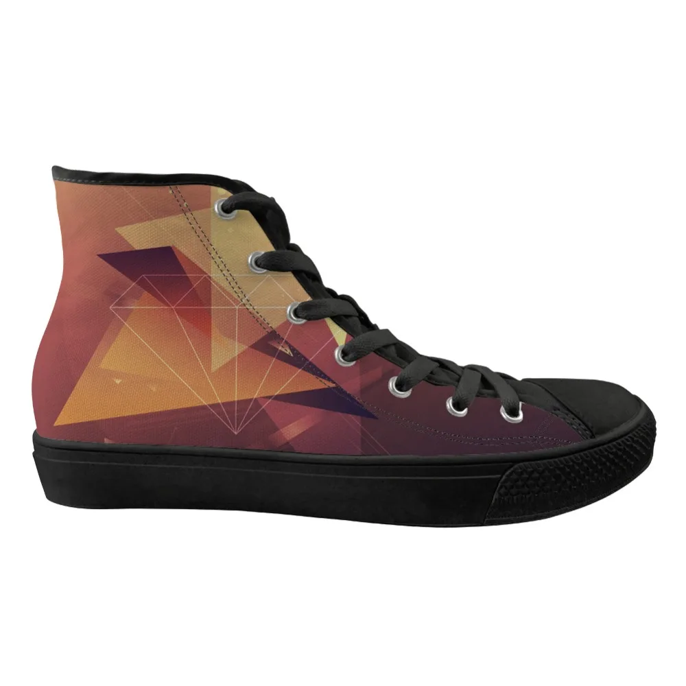 

ELVISWORDS Colorful Geometry Vulcanized Shoes Casual Stylish Cool High Top Canvas Running Travel Comfortable Trainer for Boy Men