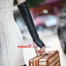 Топ овчины длинные кожаные перчатки без пальцев зимние перчатки с Пояса из натуральной кожи Luva de couro 1 пара/лот