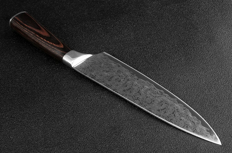 XITUO очень острый балансный 8 дюймов кухонный нож для поваров из углеродистой стали нож для мяса дамасский узор лезвие красивый нож
