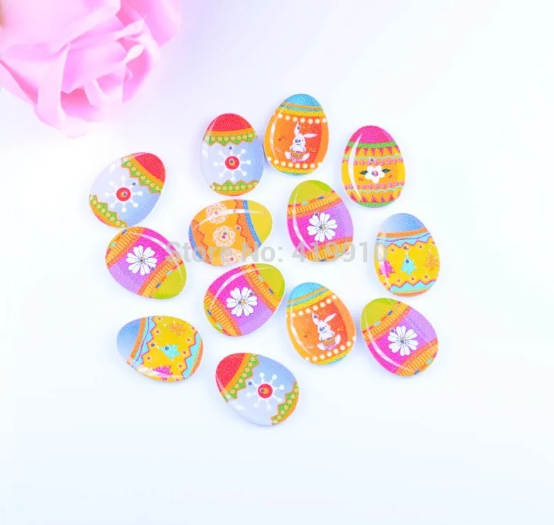 

Free shipping -2015 New 50PCs Random Mixed Easter Colored Eggs Pattern Wood Painting Sewing Buttons Scrapbooking 23x31mm,D2703B